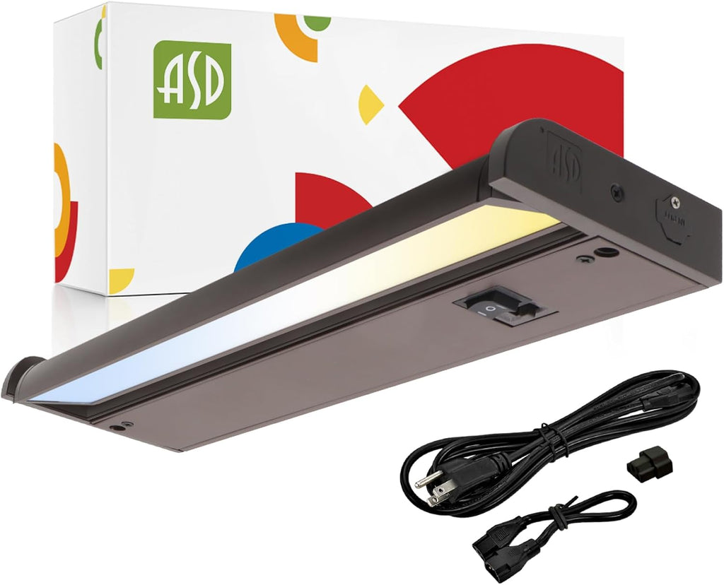 ASD Swivel LED Under Cabinet Lighting Bronze, 12 Inch 5W, Hardwired or Plug-in, 2700K/3000K/4000K, Hi/Low Switch, Rotatable Lens, Dimmable Linkable Under Counter Light for Kitchen, ETL & Energy Star