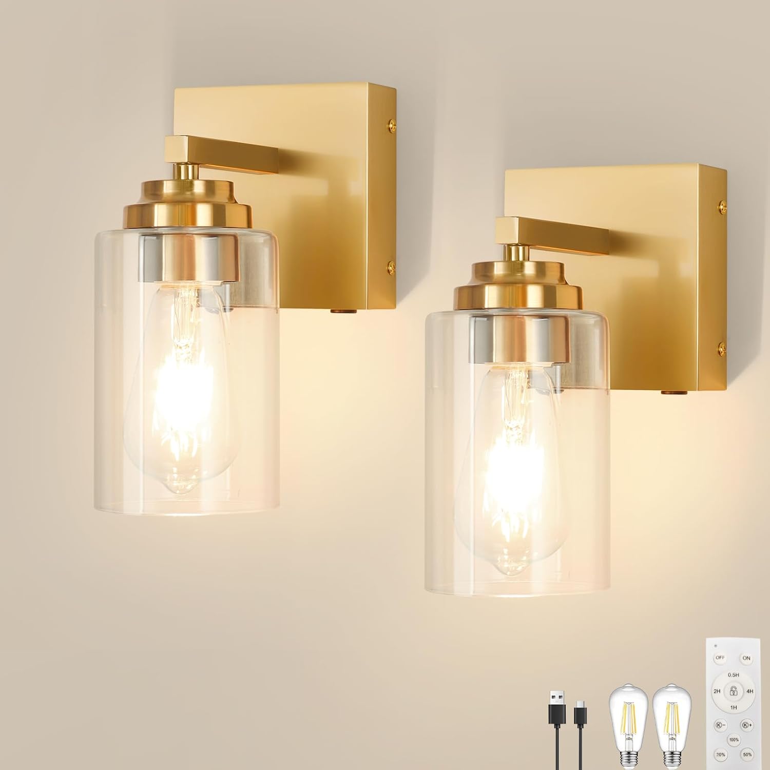 Wall Sconces,Rechargeable Wall Lights Set of 2 Dimmable Battery Operated,15000mAh Endurance 200 Hours Fast Charging,Wireless Sconces for Bedroom Living Room Bathroom Hallway Farmhouse