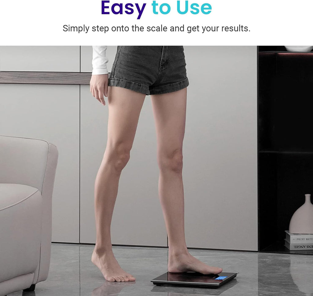 Etekcity Bathroom Scale for Body Weight, Highly Accurate Digital Electronic Weighing Machine for People, LCD Display, Large Size, 6mm Tempered Glass for Safe Home Use, Batteries Included, 400 lbs
