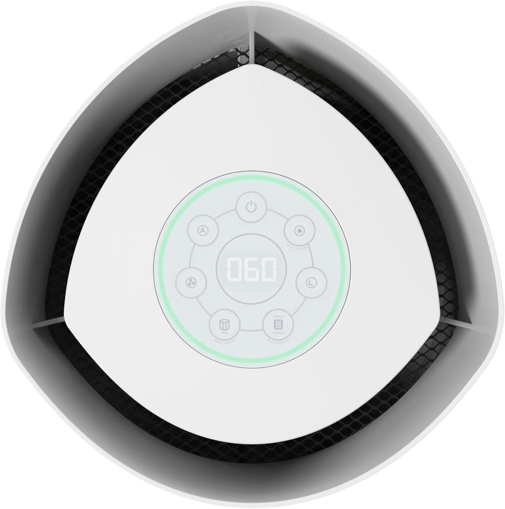 GermGuardian Airsafe+ XL Intelligent Air Purifier for Home, Wildfire Smoke, Pollen, Odors with HEPA Pure Filter, UV-C, Air Quality Indicator, for Large Rooms 1680 sq. ft, 20”, Gray/White, AC3200