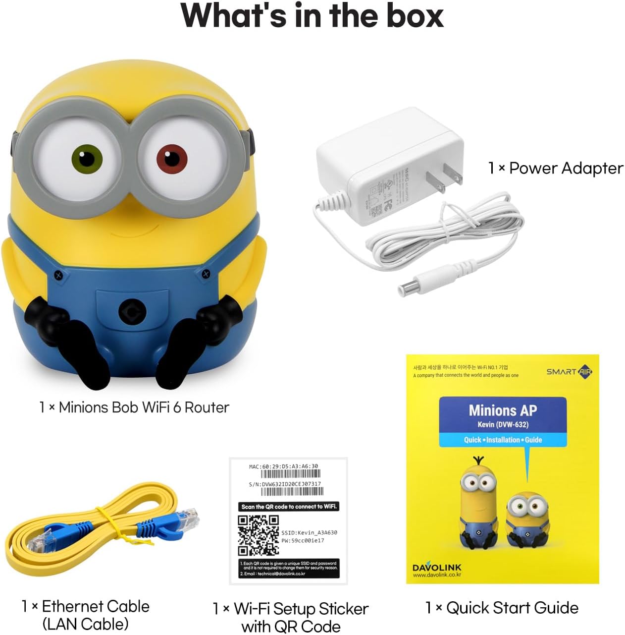 Davolink Minions Series WiFi 6 / 6E Gaming Router WiFi Extender Dual & Tri-Band Gigabit Wireless Internet Mesh System Fast 8K Streaming Low Latency WPA3 Secure Home Wi-Fi (Bob)