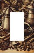 Decorative Outlet Covers Vintage Coffee Beans Leaf Cup 1 Gang Single Decora GFCI Device Light Switch Covers Plate 1 Rocker Wall Plate Jumbo Faceplate for Kitchen Decor