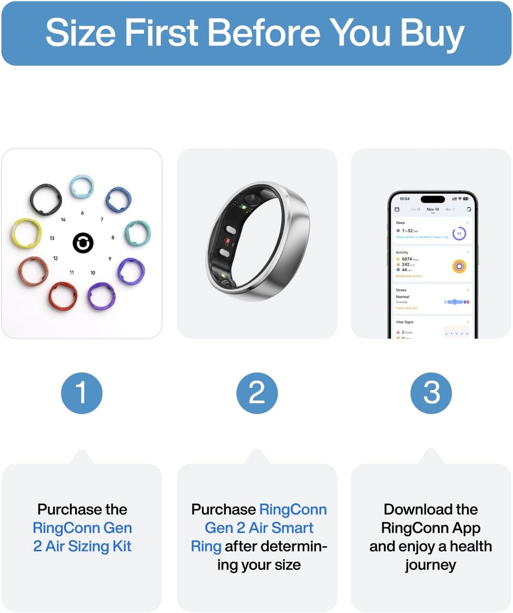 RingConn Gen 2 Air, Ultra-Thin AI Smart Ring, 10-Day Battery Life, Fitness/Sleep/Stress/HR Tracker for Women&Men, No App Fee for Standard Features, iOS & Android Compatible (Size 13, Dune Gold)