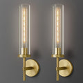 Gold Wall Sconces Set of Two, 19.48" Knurled Gold Wall Lighting with Glass Tube, Modern Brass Sconces Wall Lamp for Bedroom Living Room Bathroom Hallway Staircase & Vanity Mirror(Including Bulb)