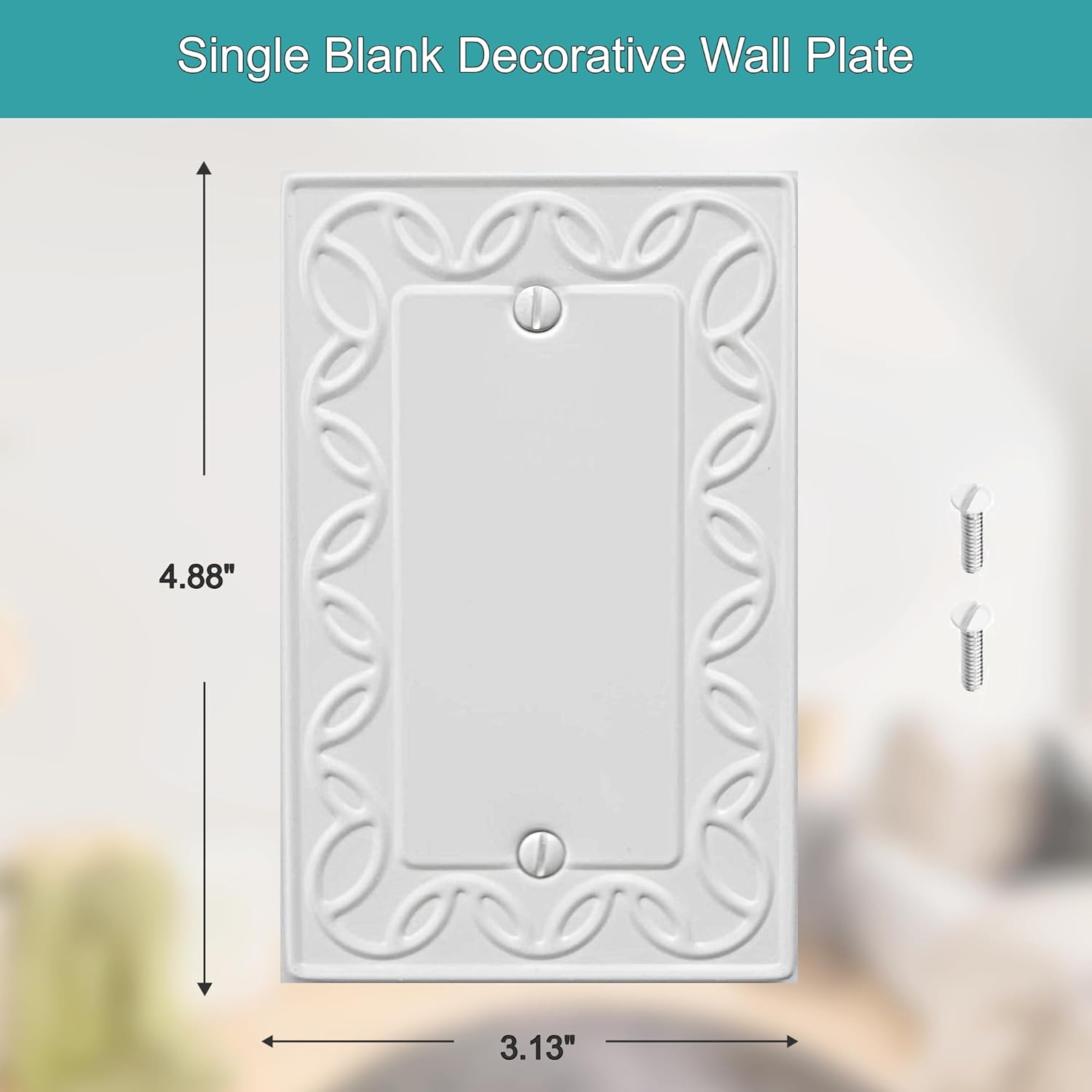 Single Blank Light Switch Cover NovaBloom Metal Wall Plate, 4-Pack White 1 Gang, Light Switch Cover Outlet Cover Decorative Wallplate, Durable