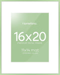 Homeforia 16x20 Sage Green Picture Frame, High End Metal 16x20 Poster Frame with Mat 11x14 inch Photo, 16 x 20 Sage Green Frame Matted to 11 by 14 Art, 20x16 Frame, Tempered Glass, Wall Kit, Set of 1