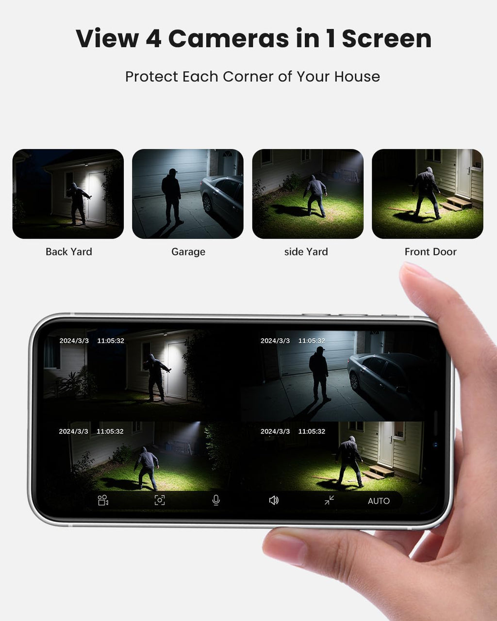 Solar Security Cameras Wireless Outdoor 4 Pack, 3MP Security Cameras Wireless Outdoor, Pan Tilt 360°WiFi Camera with Color Night Vision/PIR Sensor/2-Way Audio/Alexa