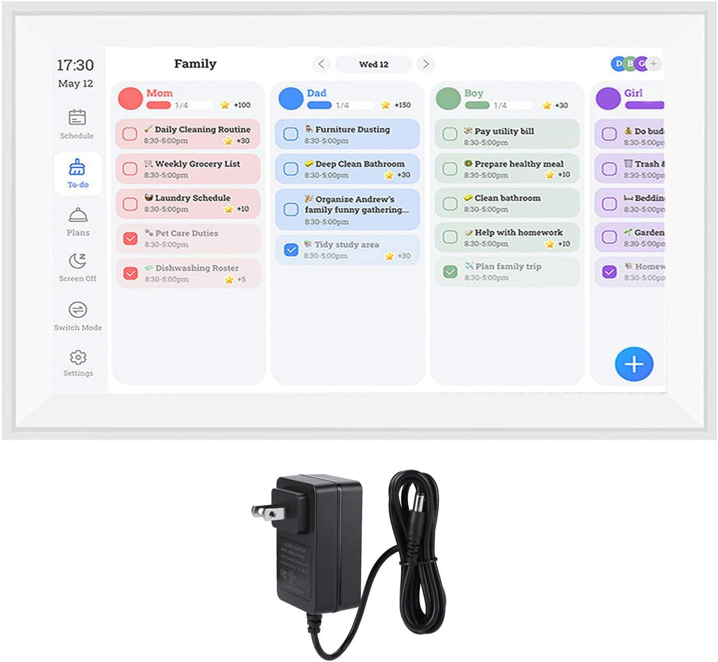 15.6 Inch Skylight Calendar, 1080p Dual Touch Screen Simple Setup Automatic Synchronization Horizontal Vertical Smart Digital Calendar (US Plug 100‑240V)