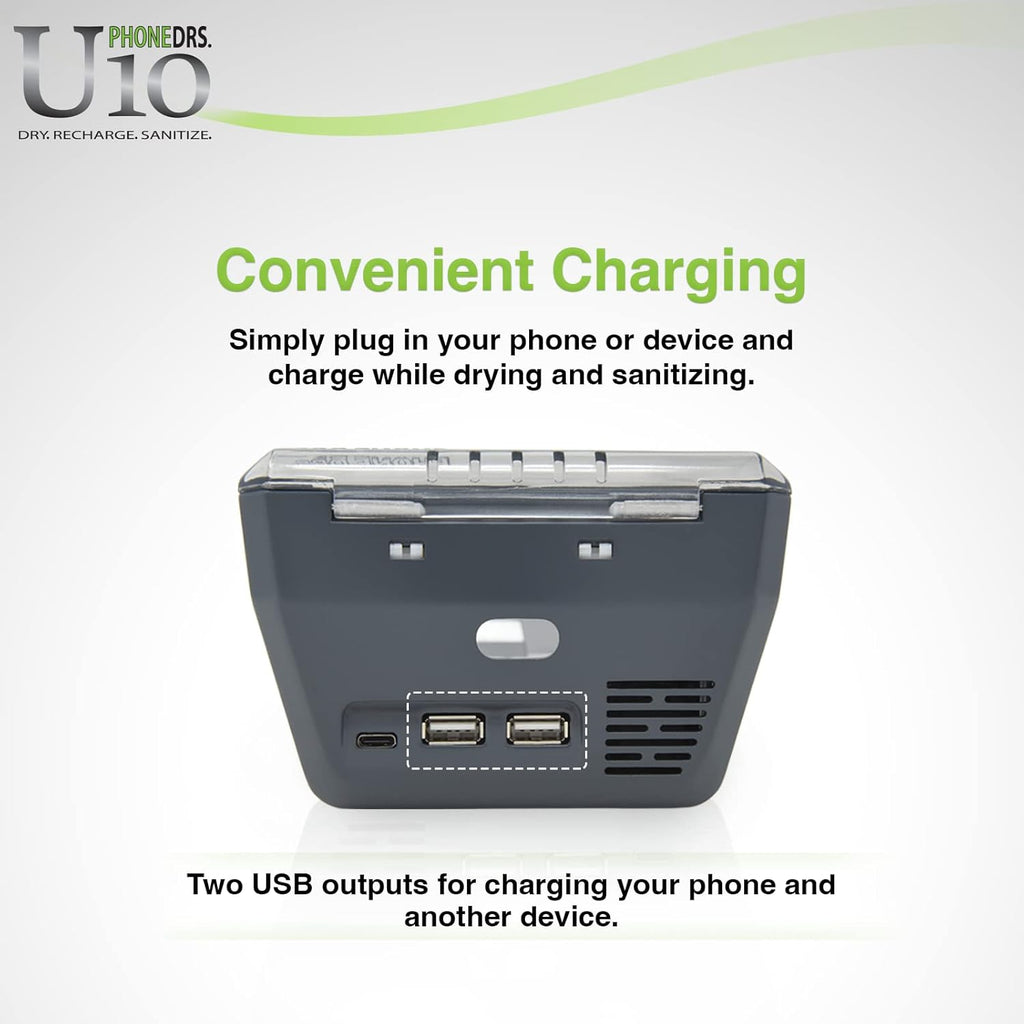 U10 UV-C Cell Phone Sanitizer with Dryer and Charger | Cleans, Dries and Charges All Phones