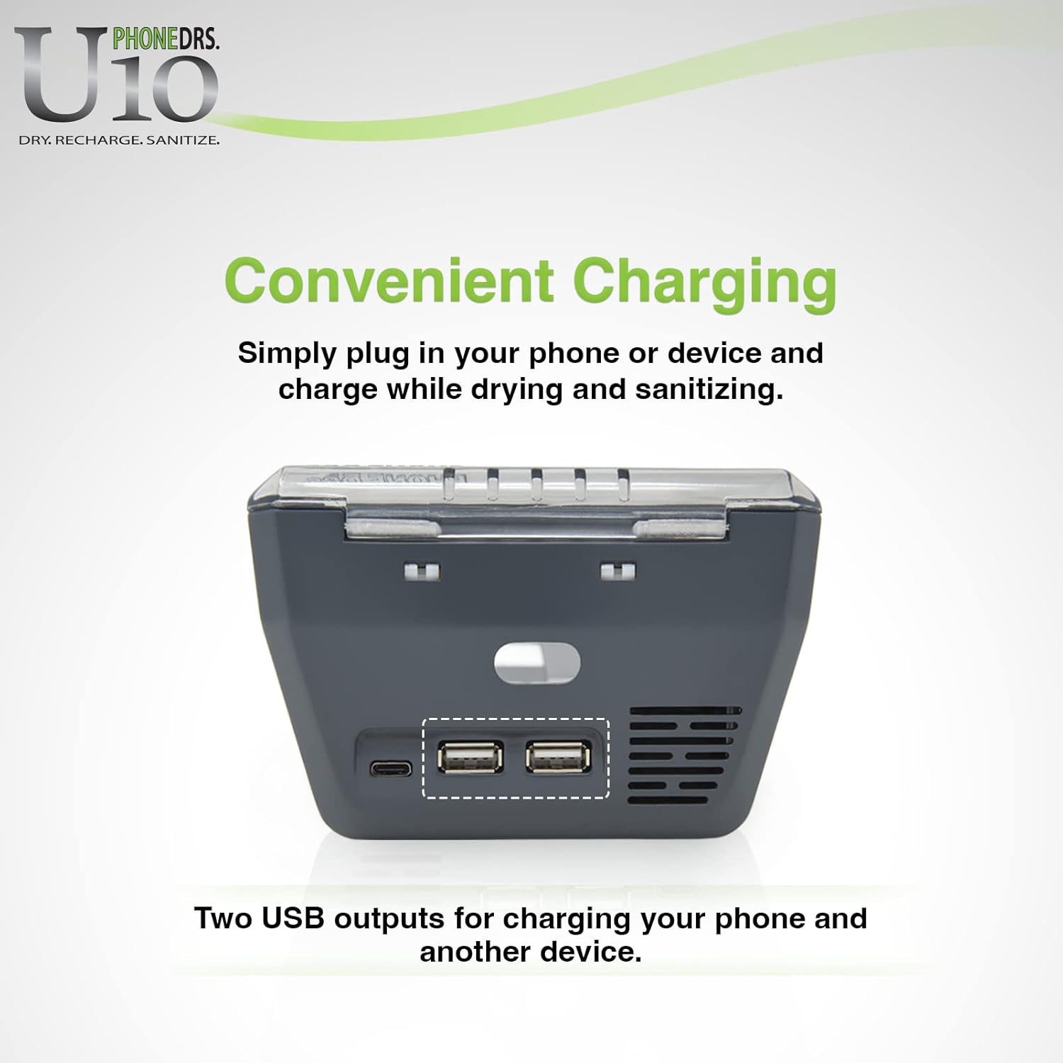 U10 UV-C Cell Phone Sanitizer with Dryer and Charger | Cleans, Dries and Charges All Phones