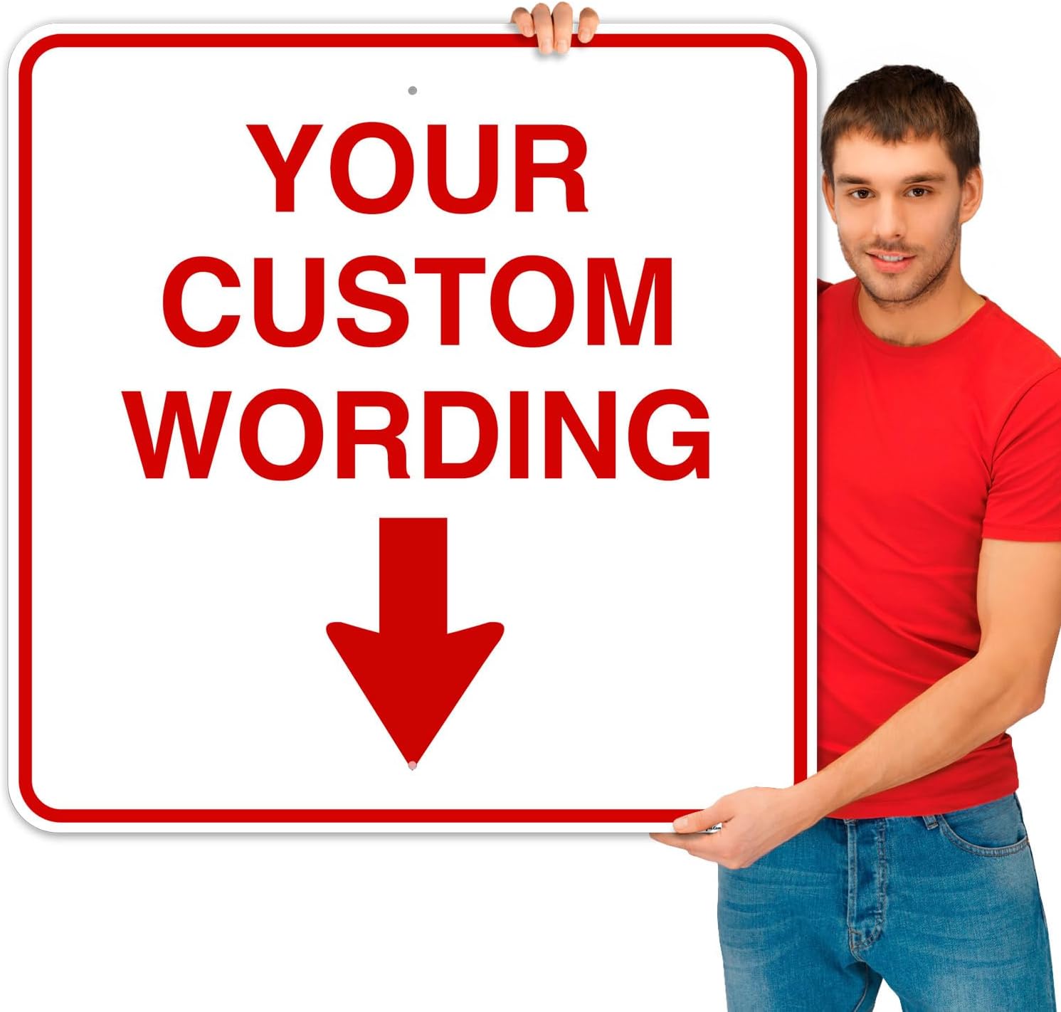 Custom Personalized, with Down Arrow Sign, 36x36 Inches, Rust Free .063 Aluminum, Fade Resistant, Made in USA,