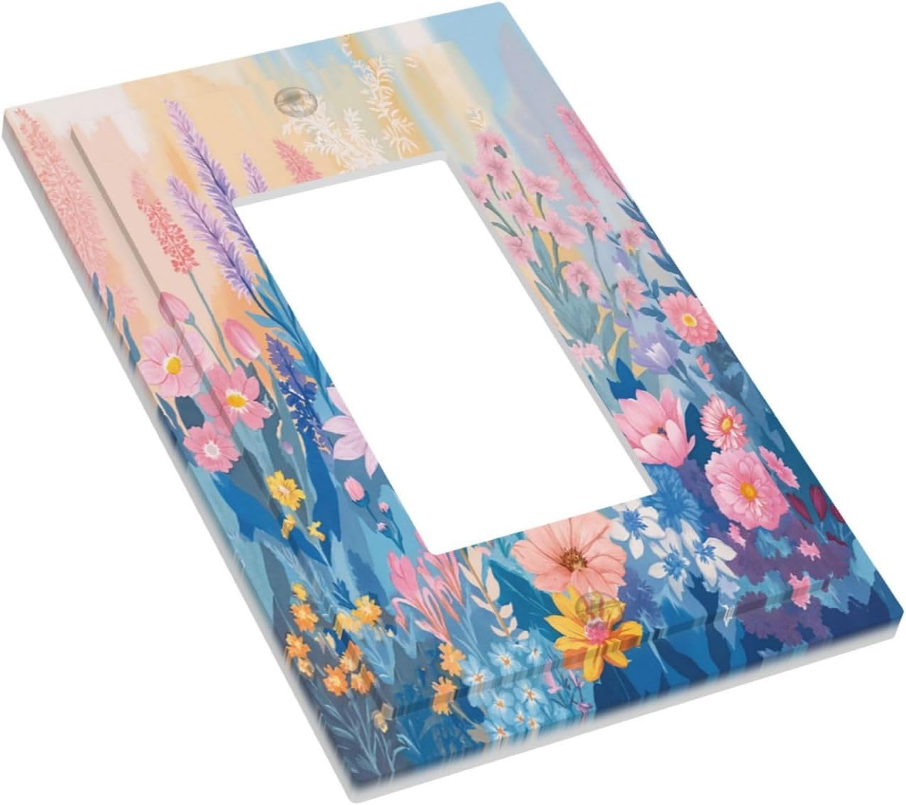 Decorative Outlet Covers Colorful Watercolor Flowers Wildflower Plants 1 Gang Single Rocker Light Switch Cover Plate GFCI Wall Plates Electrical Switch Plate Cover for Bathroom Home Decor