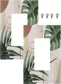 Decorative Outlet Covers Boho Mid Century Abstract Arch Green Leaves 1 Gang Rocker Light Switch Cover Plate Single Decora Light Switch Covers Wall Plate for Bedroom Decor （ 2 Pack）