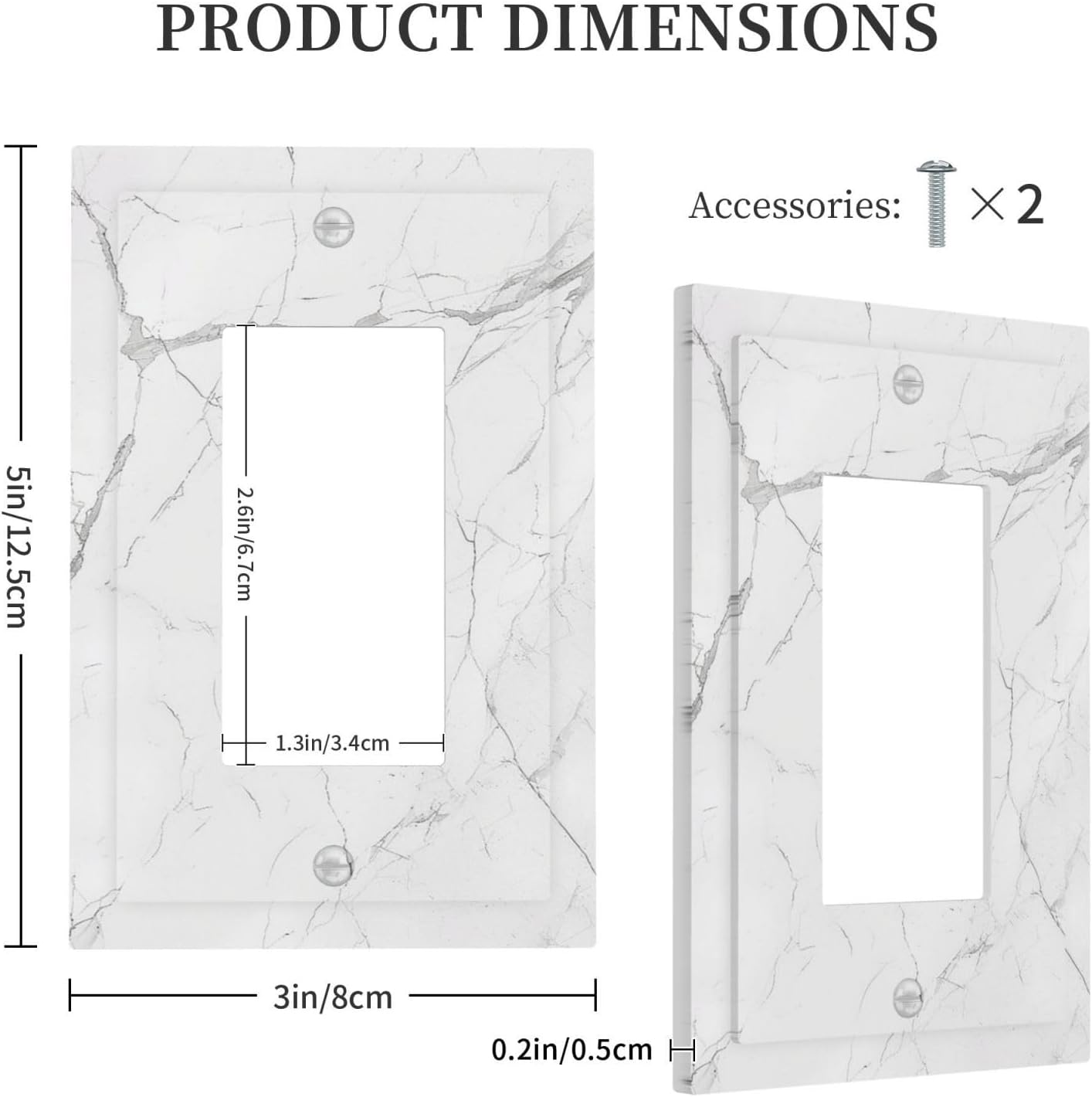 Decorative Outlet Covers White Grey Abstract Modern Marble 1 Gang Single Rocker Light Switch Cover Plate Wall Plates GFCI Faceplate for Bathroom Kitchen Decor
