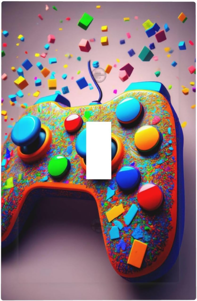 Videos Game Controller 1 Gang Single Toggle Decorative Light Switch Covers Electrical Faceplate Switchplates for Bathroom Kitchen Home