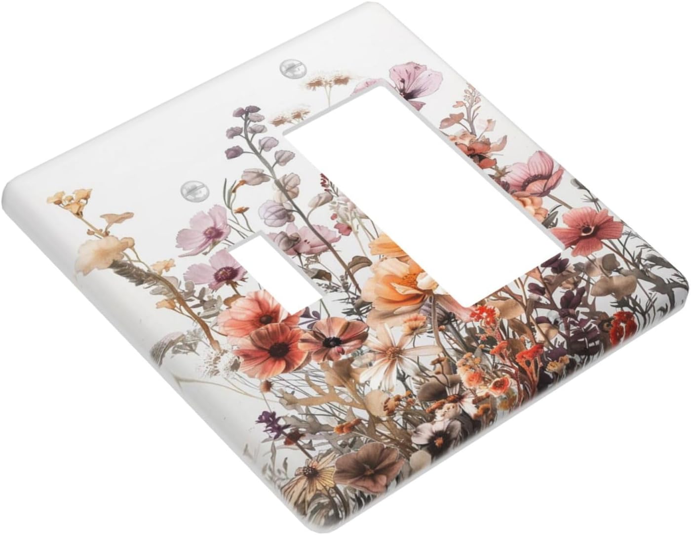 Boho Nursery Wildflower Flora Vintage Flower Outlet Covers 1 Toggle 1 Rocker Combination Decorative Wall Plate Electrical Switch Plates Light Switch Cover Plate for Bedroom Living Room Decor
