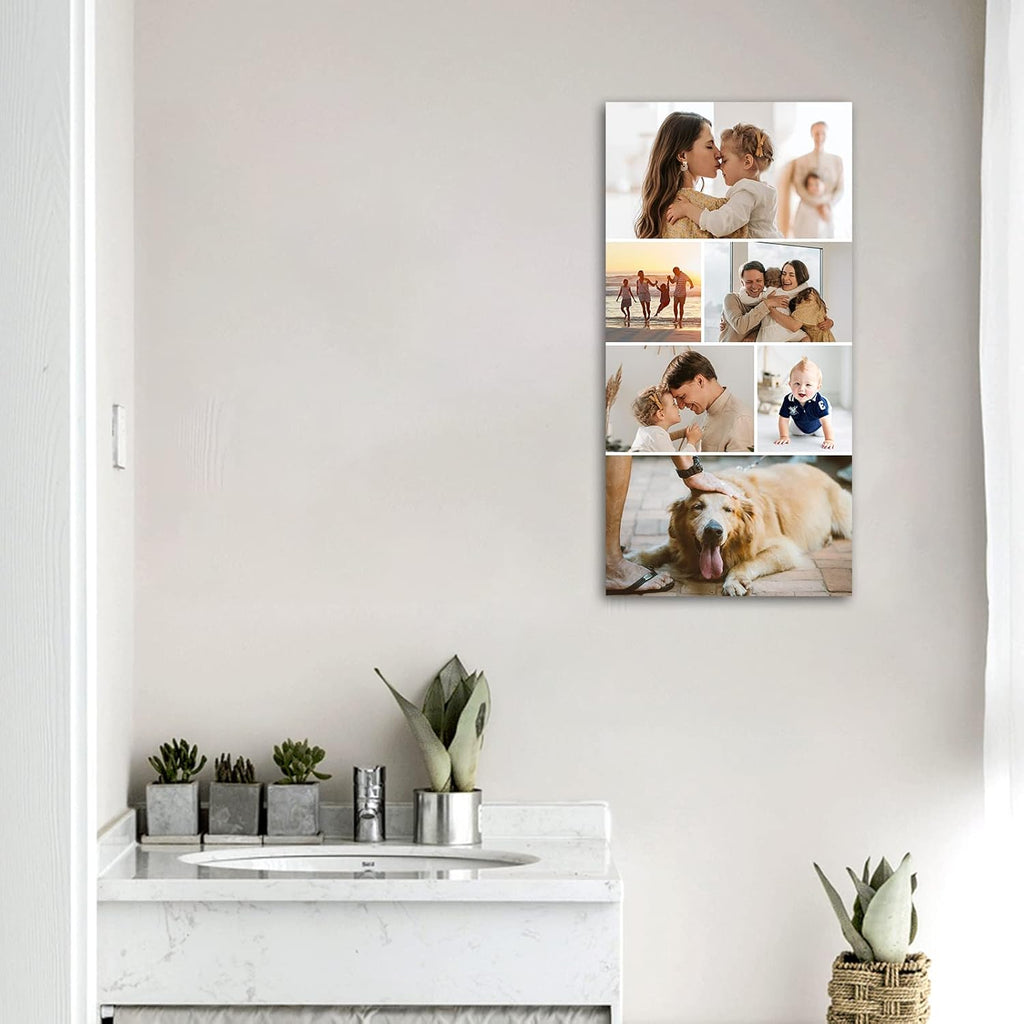 Collage Canvas Prints with Your Photos Personalized Multi Pictures for Wall Custom Family Wedding Baby Pet Dog Photo to Canvas Customized Gifts Home Wall Decor (Collage Photo-12, Framed)