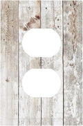 Vintage Light Wood Retro Rustic White Gray Oak Print Outlet Covers 1 Gang Duplex Light Switch Cover Decorative Switch Plates Electrical Receptacle Faceplate Wall Plate for Farmhouse Home Decor