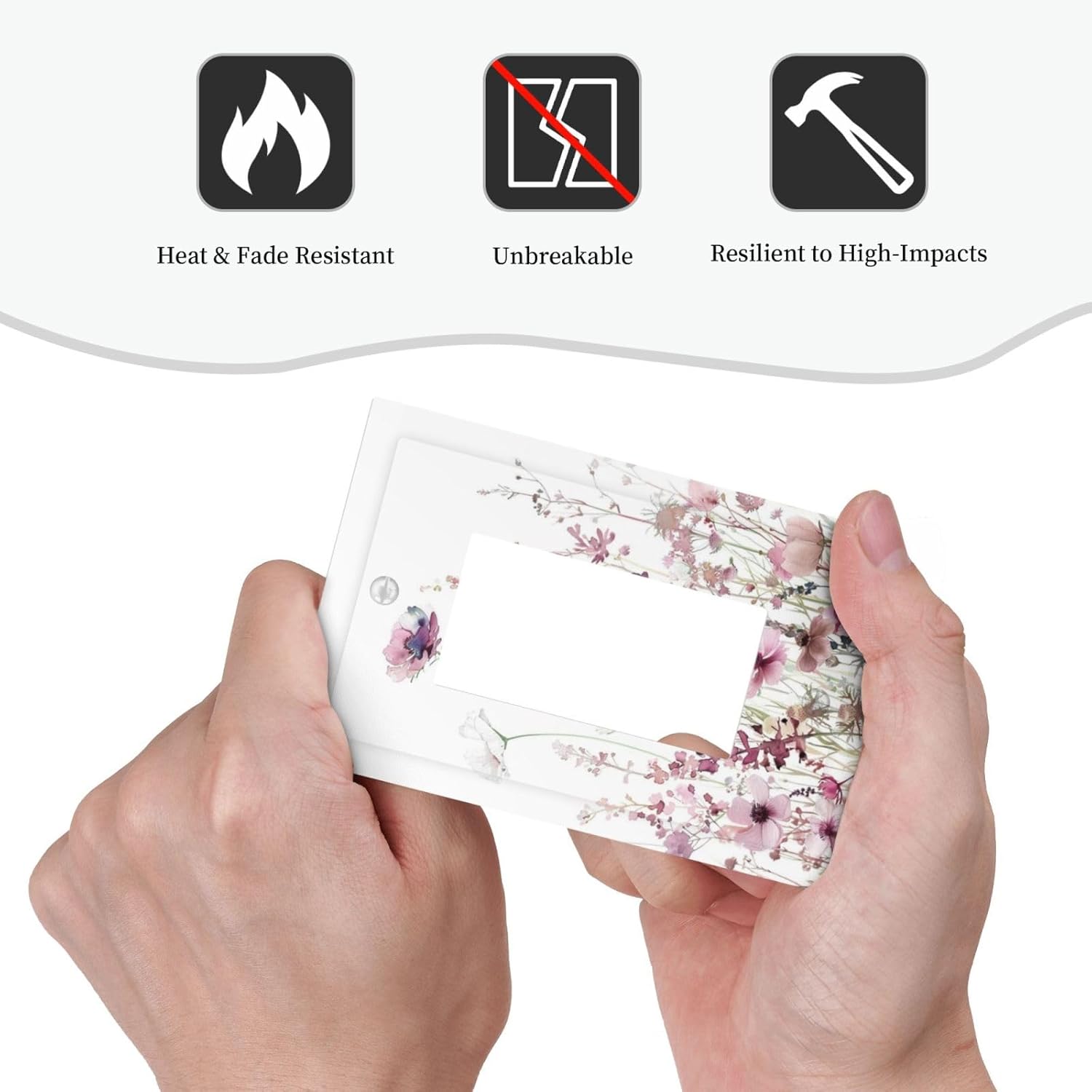 Floral Pink Watercolor Wildflowers Plant Flower Decorative Outlet Covers 1 Gang Single Rocker Light Switch Cover Plate Wall Plates GFCI Faceplate for Bedroom Living Room Decor