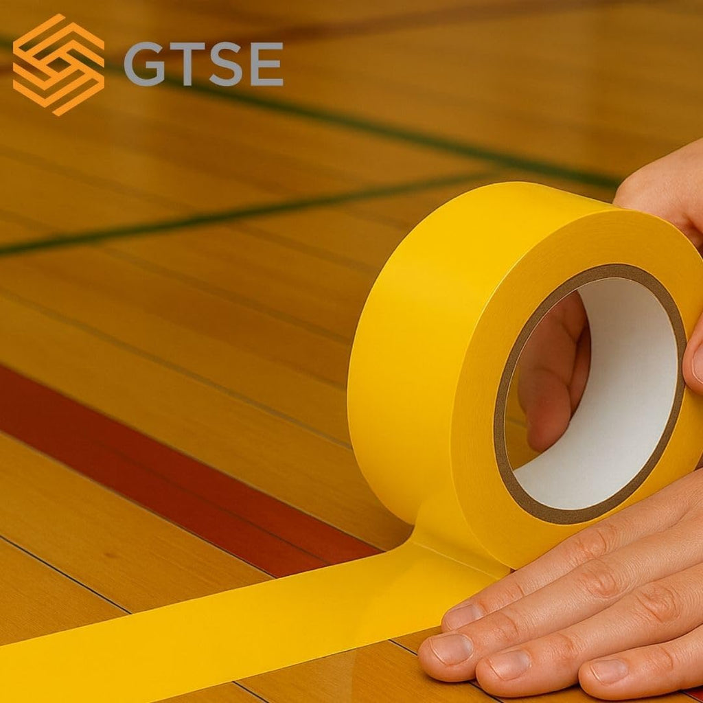 GTSE 2 inch x 108 ft Yellow PVC Vinyl Floor Tape, Safety Marking Tape, 6 mil Thick, Suitable for Dance Floors, Gyms, Warehouses, Sports Facilities