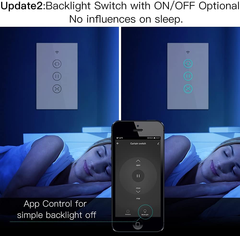 MOES WiFi Smart Curtain Switch Motorized Roller Blinds Shutter Switch,Smart Life/Tuya APP Remote Control,Compatible with Alexa Echo and Google Home