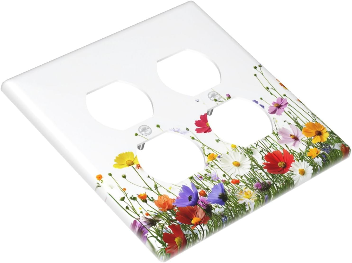 Outlet Covers Colorful Wildflowers Plant Floral Daisy 2 Gang Double Duplex Decorative Light Switch Covers Electrical Wallplates Socket Faceplate For Bed Room Living Room Decor
