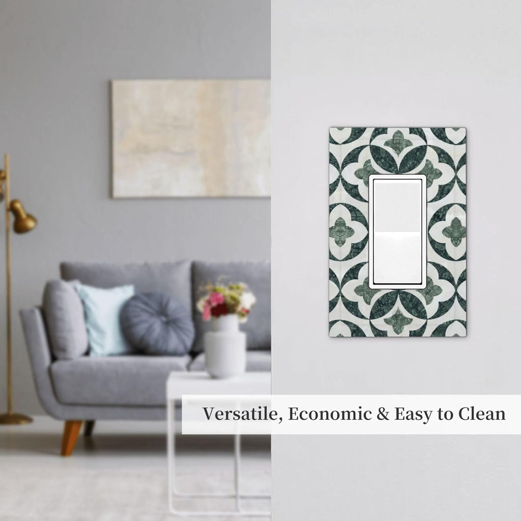 Green Luxury Modern Cubic Marble 1 Gang Single Rocker Decorative Light Switch Covers Electrical Faceplate Switch Plates for Bathroom Kitchen Home