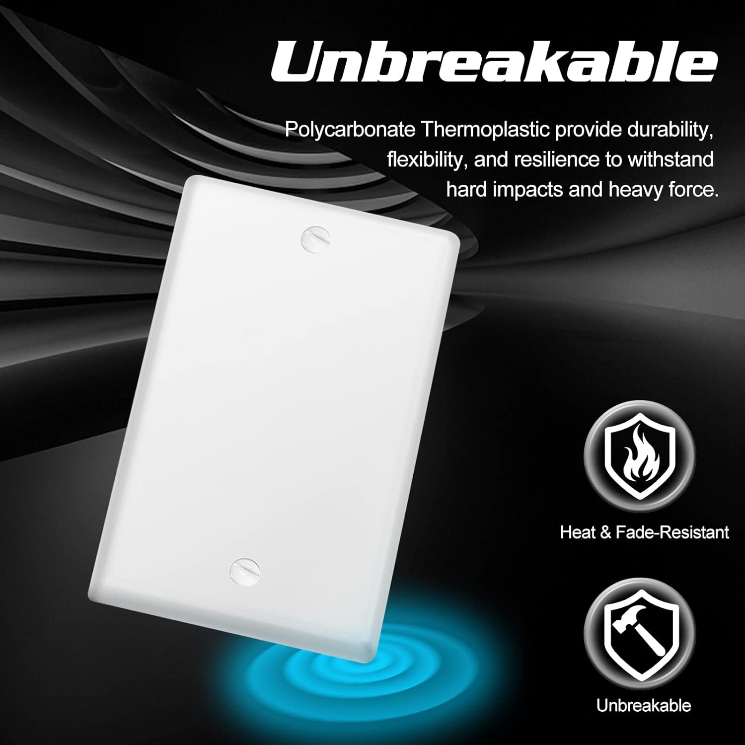 Decorator Wall Plate Blank Switch Plate Outlet Cover,Unbreakable Polycarbonate Thermoplastic, White (4-Pack, Single Blank-White)
