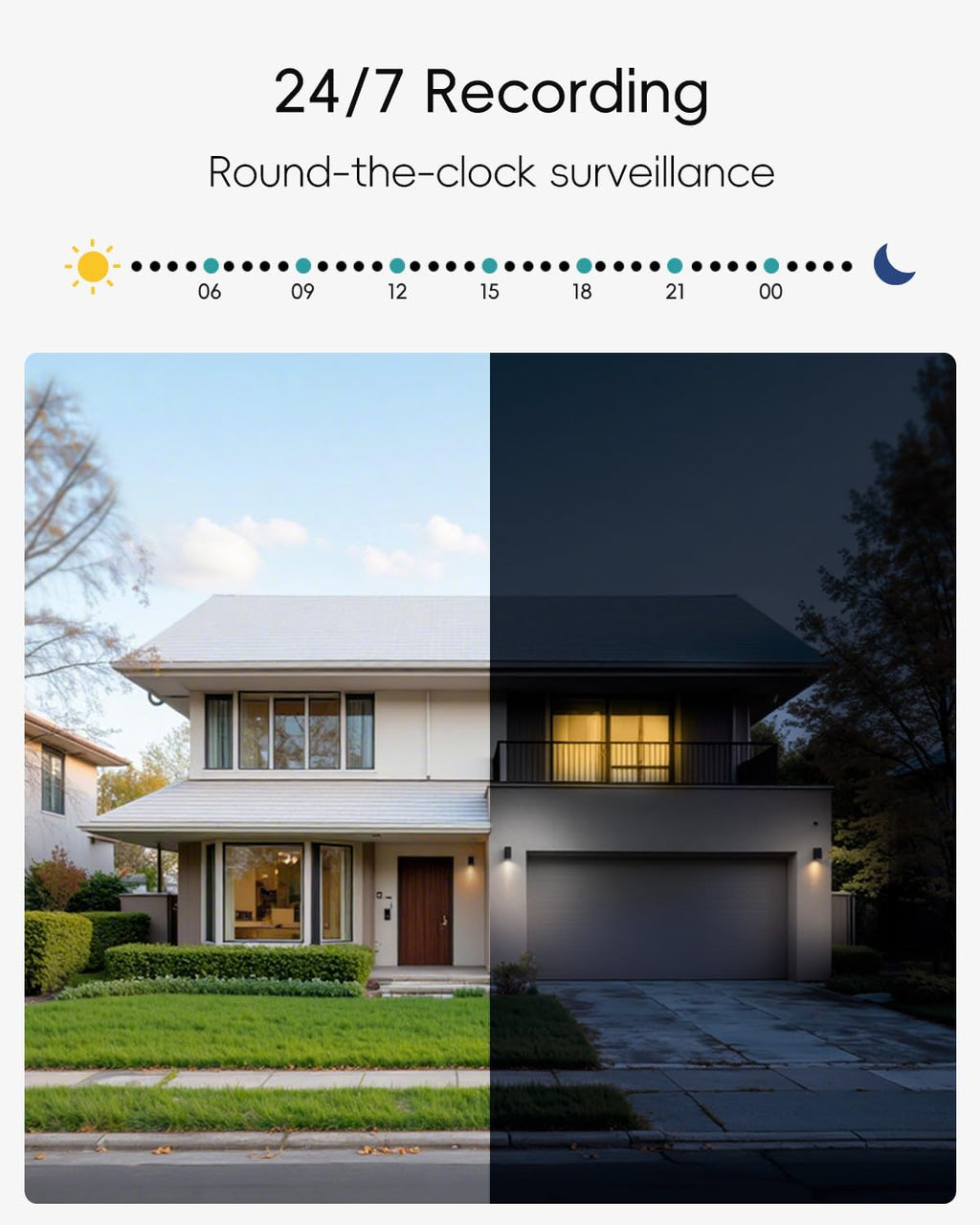ZUMIMALL Security Camera Wireless Outdoor 3MP HD Black, 2.4G/5G WiFi, 24/7 Recording Wired Power | Auto Tracking, Motion & Noise Detection, Color Night Vision, 2-Way Audio | Alexa, Google
