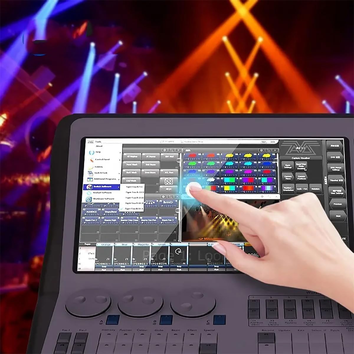 14.1" Professional DMX512 Lighting Controller, 2048 Channels, 4 DMX Outputs, Supports Art-net & Titan-net, Perfect for Light Shows & Events