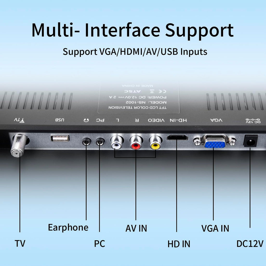 TV 20 inch,Full Viewing Angles 1080P HD,Small Kitchen Wall-Mounted Digital TV-HDMI/USB Ports-Dual Power DC-12V& AC Adapter Inputs for Your Caravan & Bedroom