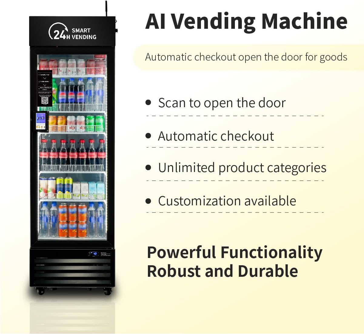 HAHA AI Smart Open-Front Vending Machine - 245-Capacity Commercial Refrigerated Unit for Offices/Schools/Gym, with Contactless Payment, AI Visual Recognition & App Management US360