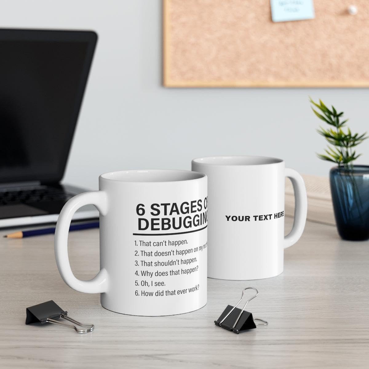Panvola Personalized Stages Of Debugging Customized Computer Programmer IT Coder Programming Student Teacher Ceramic Coffee Mug 11oz
