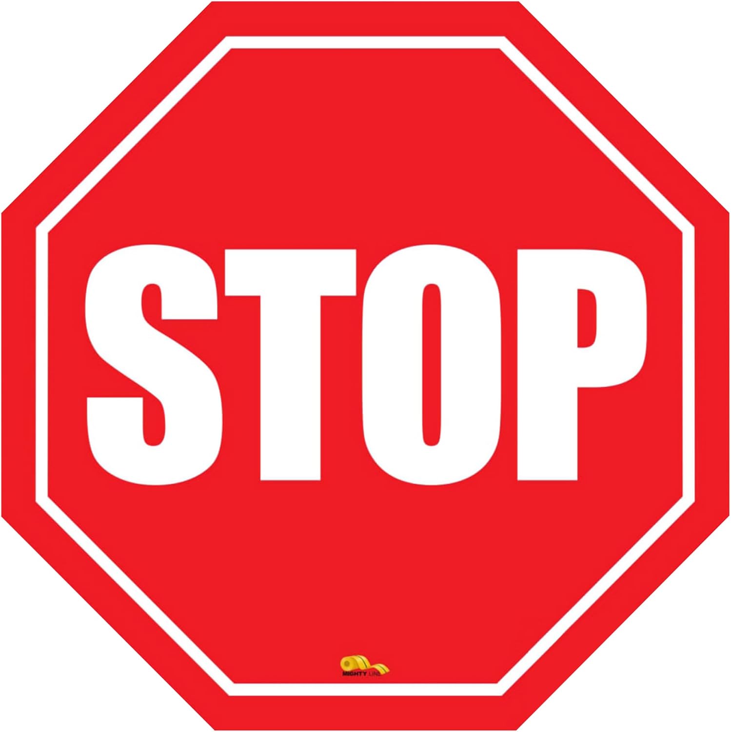 Mighty Line Stop Floor Sign Sticker for Safety, Warning, Heavy-Duty, Peel and Stick, Adhesive, Industrial Quality, 24"