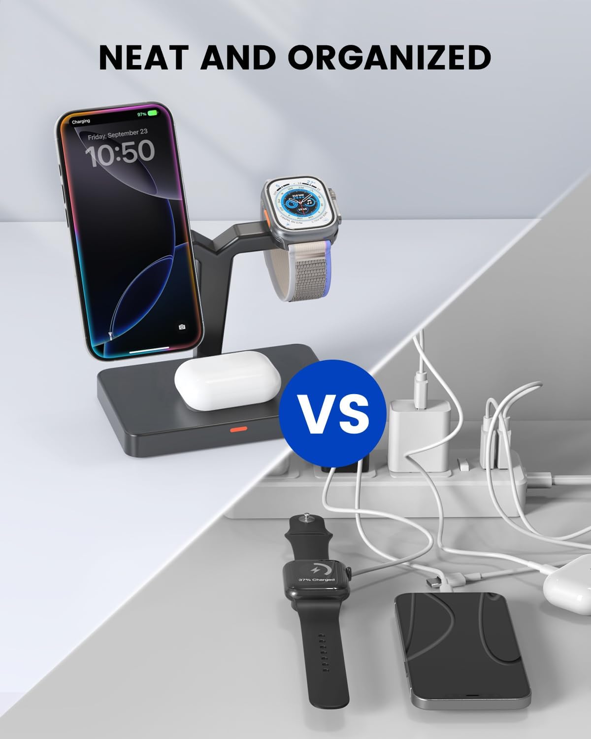 3-in-1 Magnetic Charging Station for Apple: CIYOYO Wireless Fast Charger Stand for iPhone 16/15/14/13, Apple Watch/AirPods Portable Charging Pad for Office Bedside Gift
