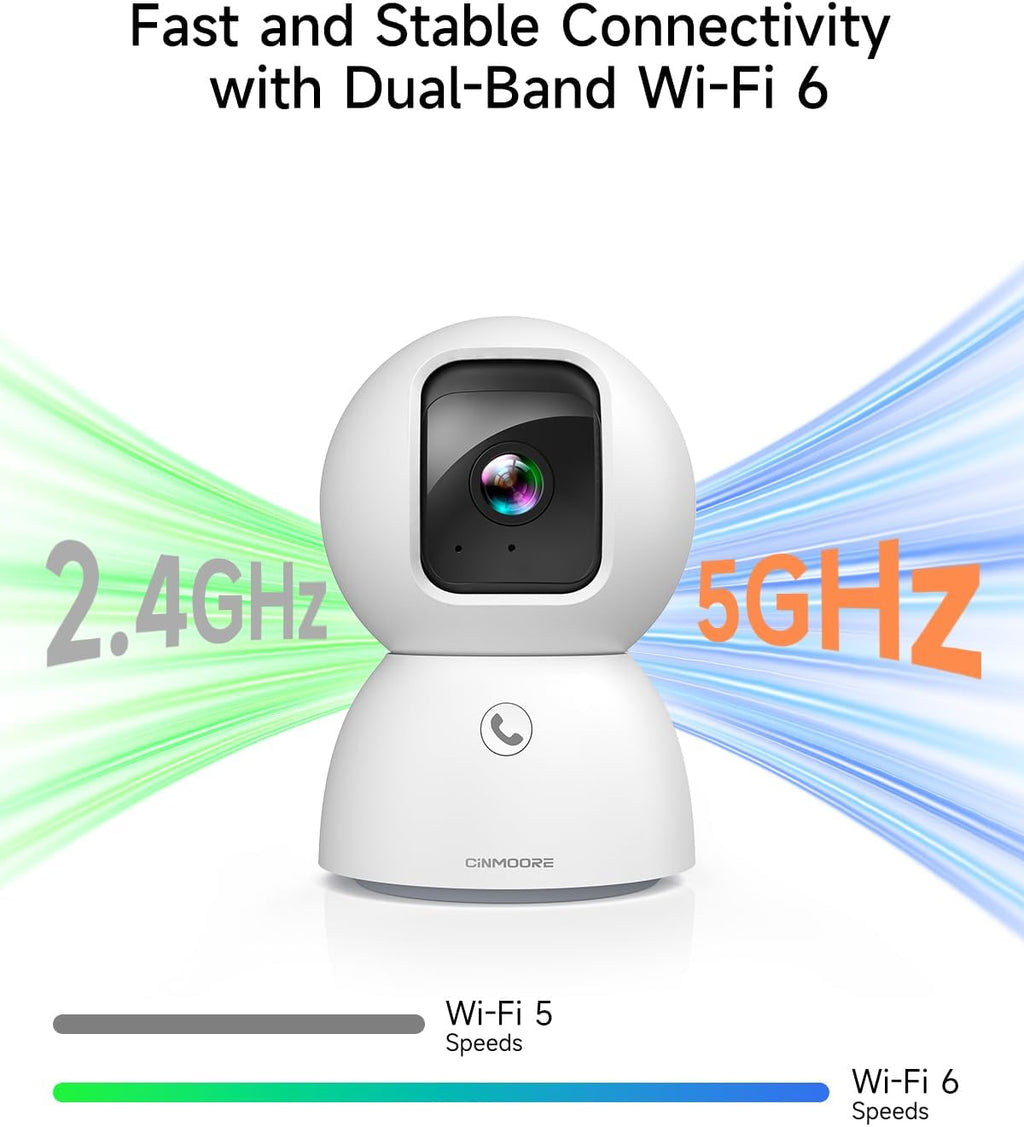5G Pet Camera Indoor with Phone App, 3K Cat Dog Cameras with Speaker, Pan-Tilt WiFi Baby Monitor Camera for Home Security, Pet/Facial AI Detection Motion Tracking, 2-Way Talk, 2.4G/5G Wi-Fi