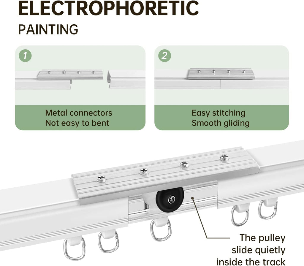 Curtain Tracks Ceiling Wall Mounted Heavy-Duty Curtains Rails Room Divider Curtain Track for Living Room Bedroom Room Shower Divider White 3 ft To 9 ft