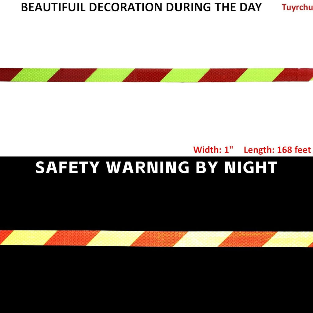 Non Fading Reflective Tape Outdoor Waterproof 1 inch Wide for Truck, High Visibility Warning Safety Industrial Marking Tape (168 feet)