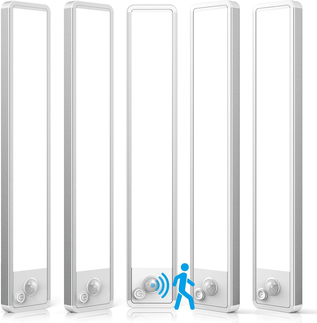 5 Pack Under Cabinet Lighting Wireless 14inch LED Motion Sensor Magnetic Light 2500maAh Rechargeable Indoor Closet Lights for Kitchen, Stairs Cool White