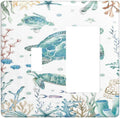 Sea Turtle Ocean Starfish Fish Coral Pearl Outlet Covers 1 Toggle 1 Rocker Combination Decorative Wall Plate Electrical Switch Plates Light Switch Cover Plate for Bathroom Kids Room Decor