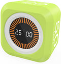 Rotating Visual Pomodoro Timer 5, 25, 10, 50 Min Custom Countdown, Rechargeable Cube Desk Productivity Flip Timer with Detachable Silicone Case, Ideal for ADHD Tool Study Work School (Green)