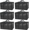 ClearSpace Heavy Duty Moving Bags or Storage Bags – Black Storage Bins with Lids, Large Moving Boxes with Backpack Straps & Zippers,– Packing Box & Moving Supplies for College Dorm, 6 Pack