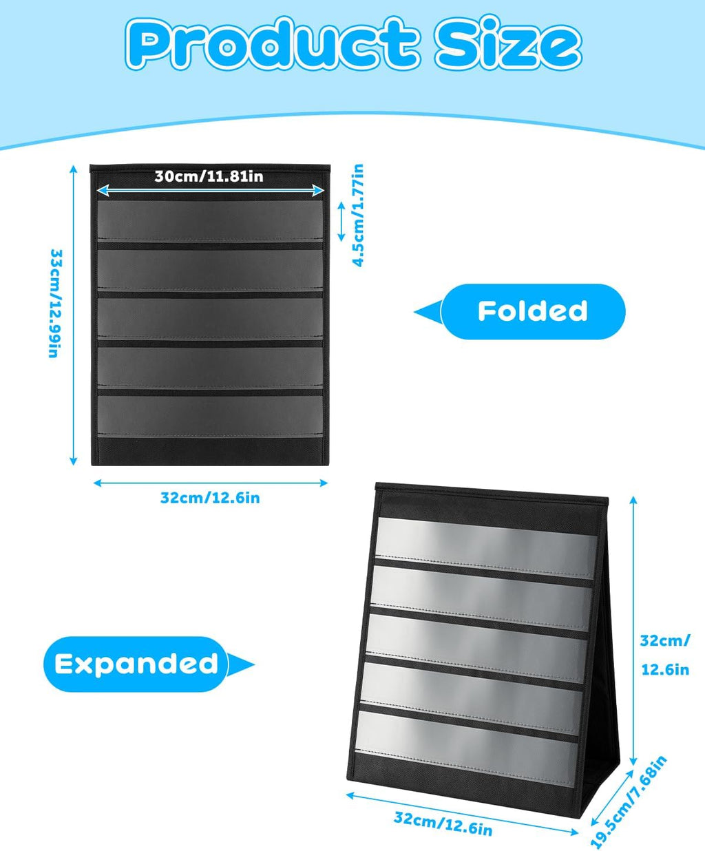 UCEC Portable Sticker Display Stand Foldable, Non-Woven Fabric Sticker Holder Display Double Sided, Sticker Organizer for Vendor Events, Craft Shows & Small Business Displays (5 Layers 13×12.2in)