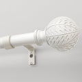 2 Pack Antique White Ball Curtain Rods for Windows 28 to 48 Inch,1 Inch Heavy Duty Adjustable Curtain Rod,Boho Decorative Drapery Rods Set with Brackets,Size:18''-60''