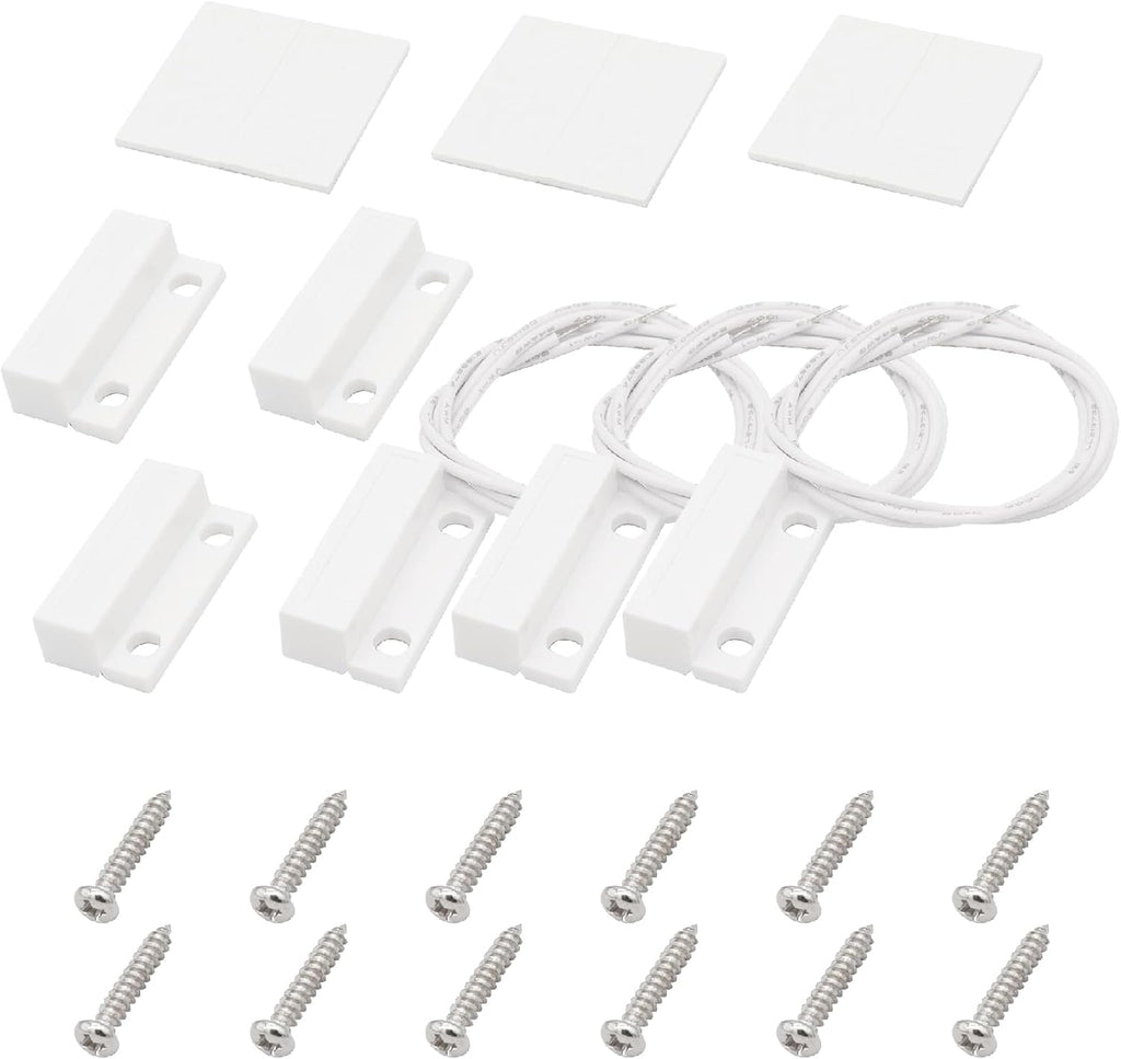 3Pcs Magnetic Reed Switch Wired Surface Mount Normally Open NO Contact Sensor Alarm Magnetic Door Switch with 2 Wires, ABS, MC-38