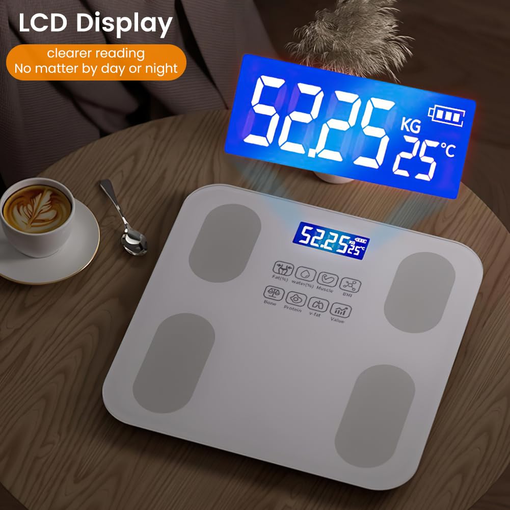Scale for Body Weight and Fat Percentage,Digital Accurate Bathroom Smart Scale with Large Display,Eligible 13 Body Composition Analyzer Sync App