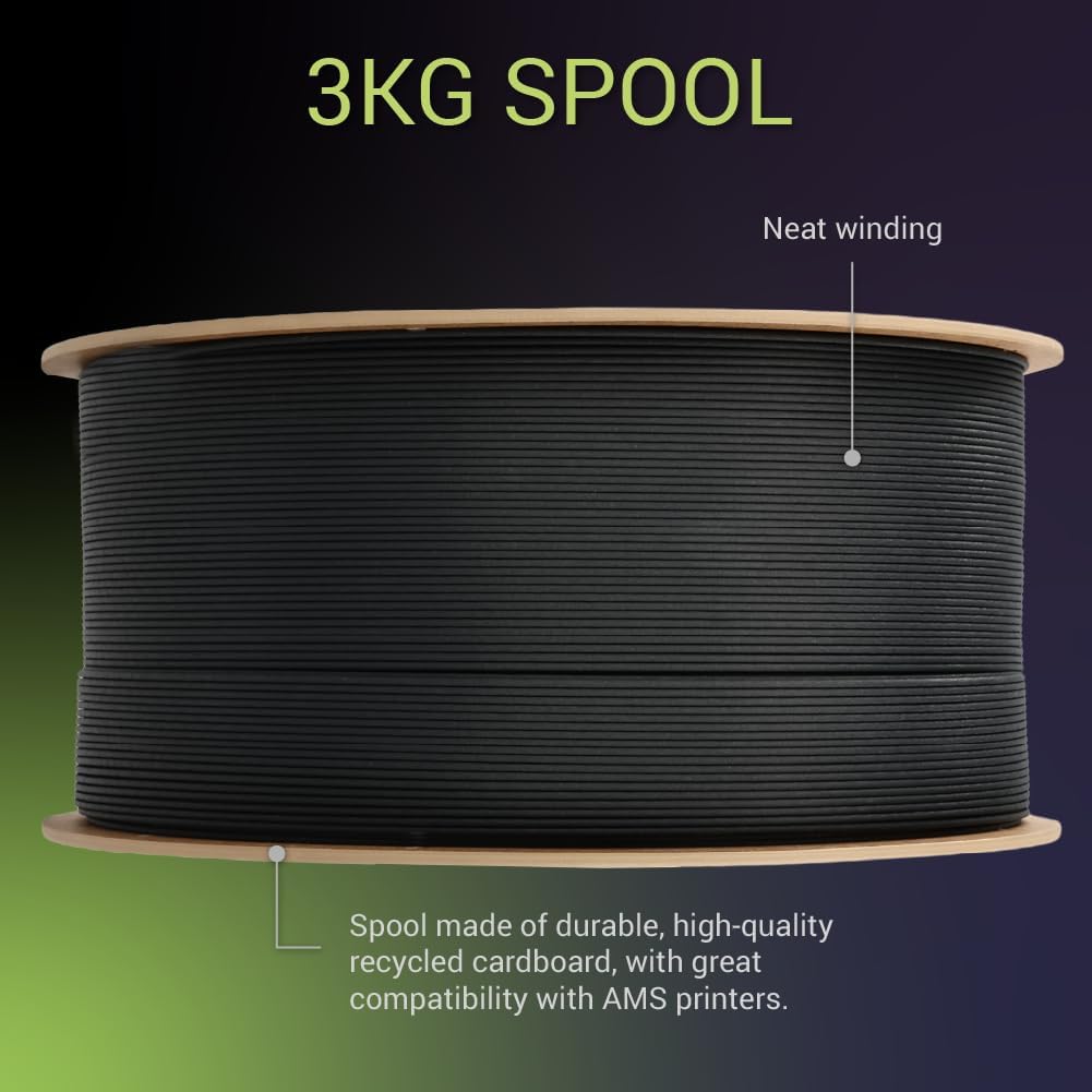 Polymaker Fiberon PA612-ESD 3D Printer Filament 1.75mm 3kg, ESD-Safe Carbon Fiber Nylon, Heat Resistant to 150°C, Chemical Resistant, Industrial Grade Strength, PCB Fixtures, Electronics Housings