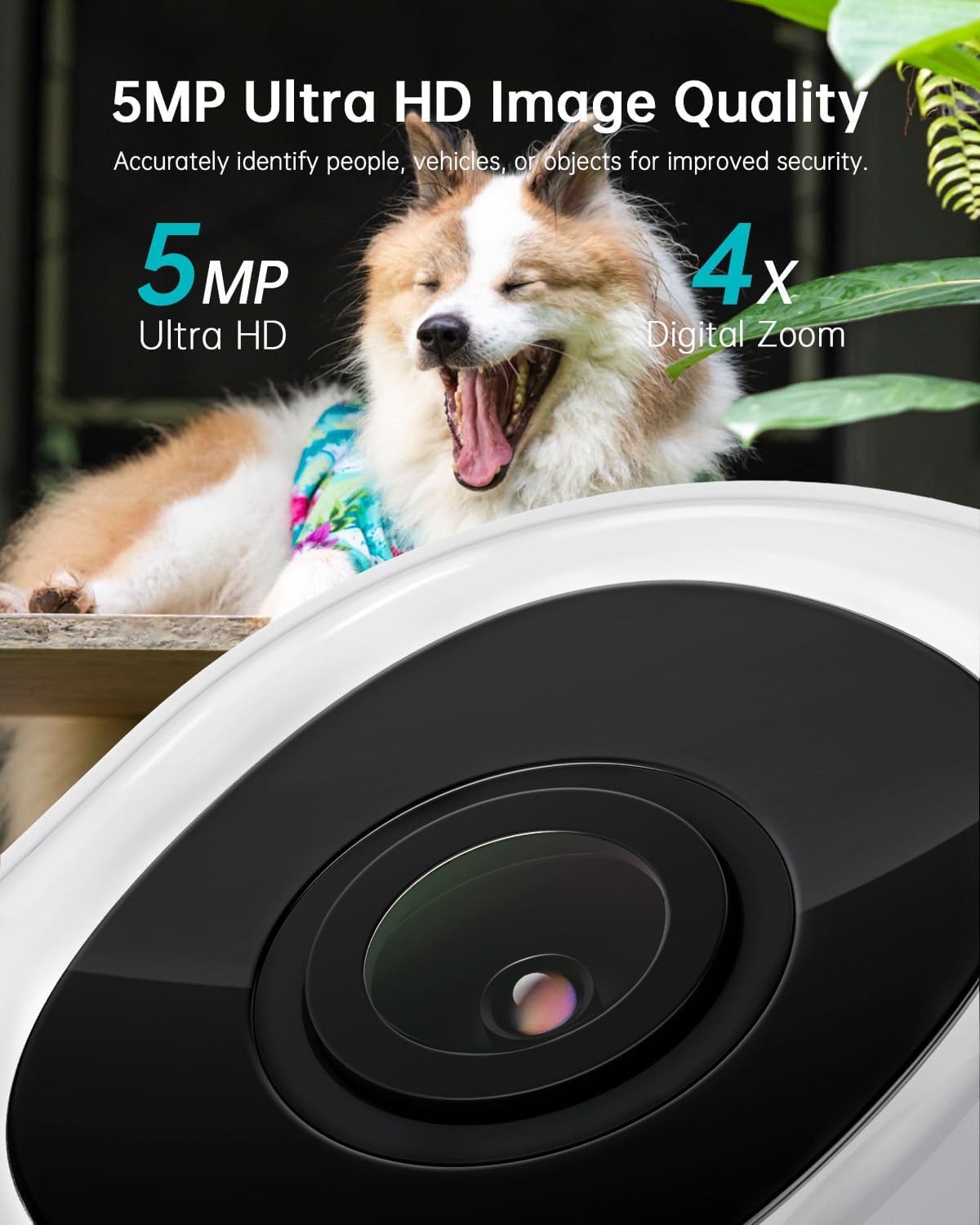 ZUMIMALL 5MP Outdoor Camera 2-Pack - 24/7 Recording Wired Power, Support 5GHz WiFi | Motion & Noise Detection, 360° PTZ Auto Tracking, Color Night Vision | IP66, Alexa Google Compatible
