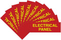 All Quality Basic Electrical Panel Sign - Fire Regulation Safety Compliance Sign - Red/Yellow - Small (10 Pack)