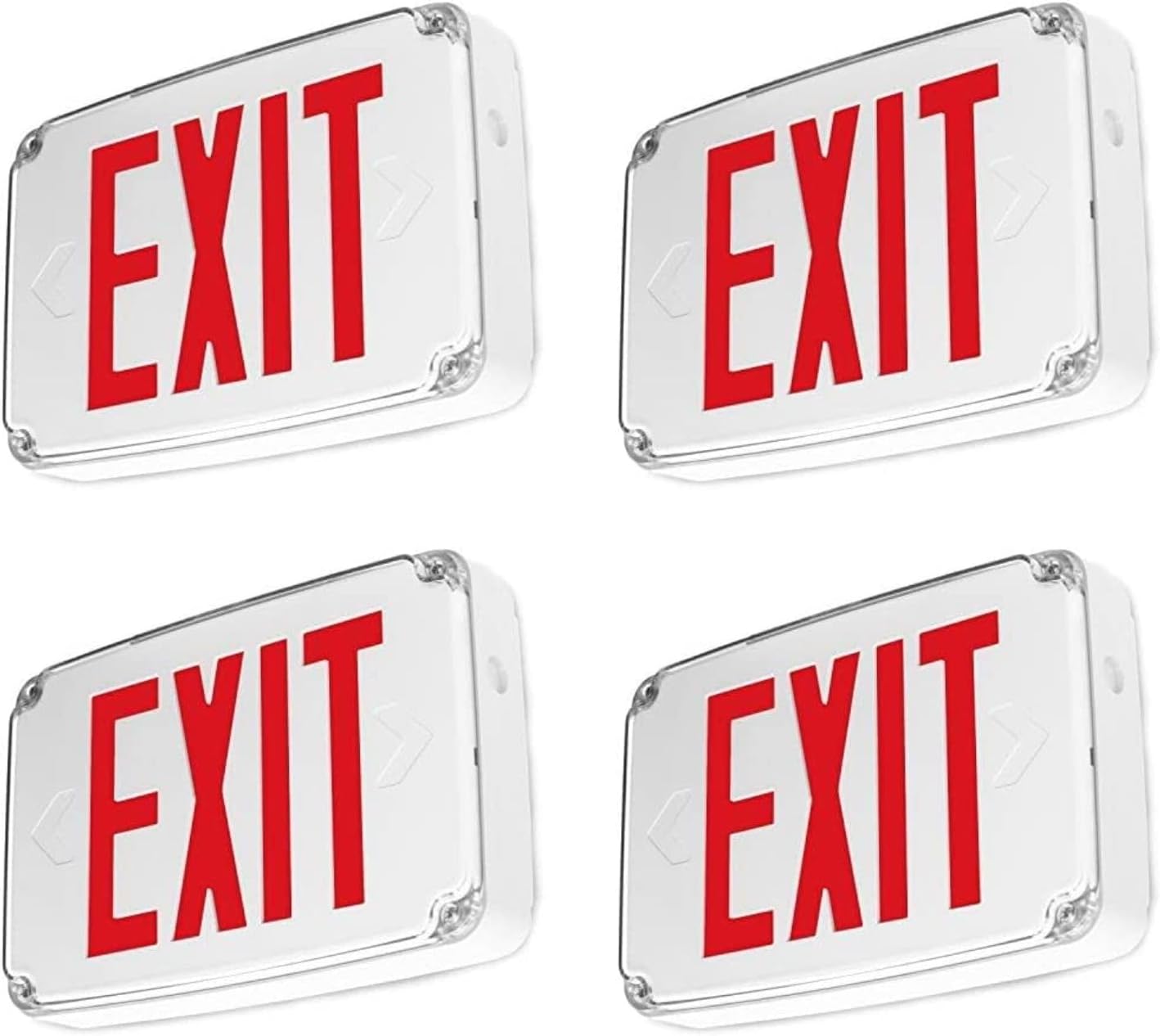 Wet Location Red Exterior Weatherproof Outdoor LED Exit Sign with 90 Minutes Battery Backup AC 120V/277V UL Listed (4 Pack)